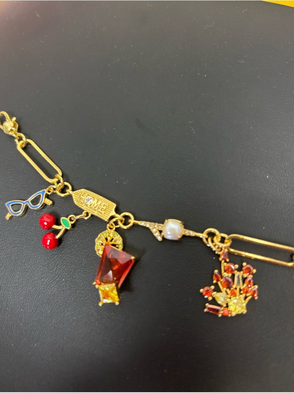 Kate Spade Multicolor Charm Bracelet with Green Bag Charm. NWT. 8” - Picture 5 of 9